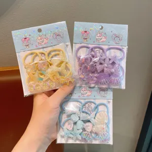 Cute cartoon hair ties set with resin stars and shells for kids daily cute hairstyles hair bands