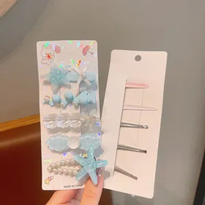Children summer ocean starfish shell hair clips cute hairpin duckbill pearl hair accessories