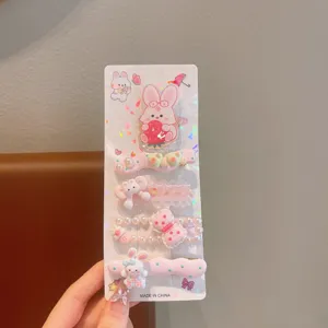 Set di graziosi fermagli per capelli con coniglio cartone animato per piccole ragazze
