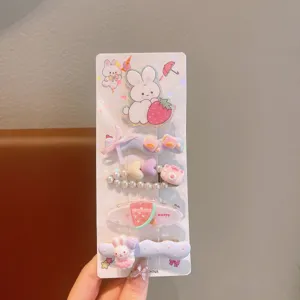 Set di graziosi fermagli per capelli per bambini, design sfumato con simpatici conigli.