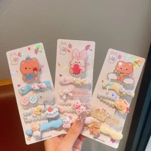 Set di mollette per capelli con animali cartoni animati per bambini, forcine simpatiche per bambine.