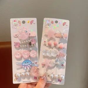 Kids ocean style hair clips set with cute shell starfish pearl design for girls hair accessories