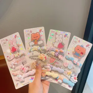 Set di fermagli per capelli carini per bambini cartone animato orso coniglio forcine dolci