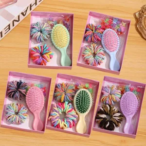 Kids Hair Accessories Gift Box Set With Hair Ties Mini Hair Clips And Portable Comb For Girls Daily Hair Styling