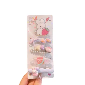Set di fermagli per capelli carini per bambini coniglietto pastello sfumato molletta bambina