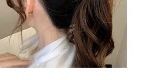 Close-up detail of women ponytail hair accessory wearing effect with elegant style