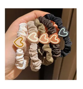 Minimalist heart scrunchies elastic hair ties cute ponytail holder hair accessories set