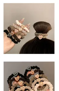 Heart scrunchies hair ties elastic ponytail holder cute accessories for women daily wear.