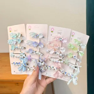 Girls Cute Dopamine Hair Clip Set Beach Artificial Pearl Starfish Shell Barrettes Sweet Hair Styling Accessories