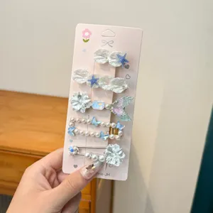 Summer new mermaid starfish seashell hair clips set for girls sweet side clip hair accessories