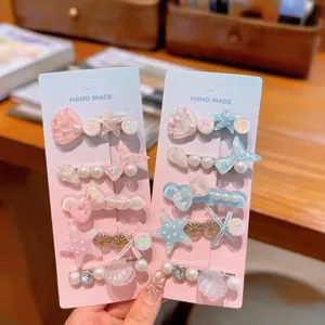 Dopamine hair clip set girls seaside pearl star shell hairpin cute sweet sweet accessories