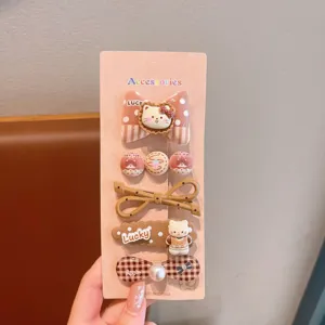 Cute cartoon cat hair clips set sweet bow duckbill hairpins sweet fashion hair accessories