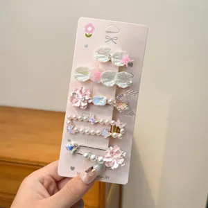 Mermaid starfish shell hair clip set for girls, sweet fringe side pin hair accessories.