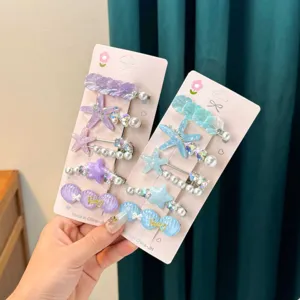 Colorful starfish seashell kids hair clips cute side bangs clips for girls accessories