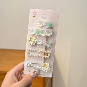 Summer new mermaid starfish shell hair clip set, sweet girl side clip headwear details.