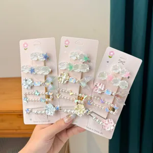 Mermaid starfish shell pearl hair clips set for girls, cute sweet side hairpins, sweet hair accessory.