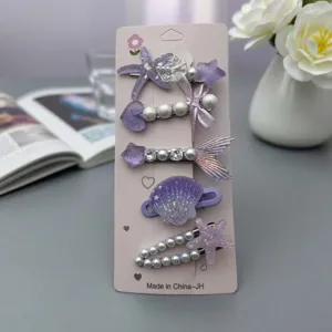 Summer new mermaid starfish shell hair clips cute girls side bangs hairpins cute headwear