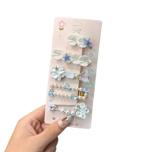 Summer new mermaid starfish shell hair clips set cute side clips sweet hair accessories main