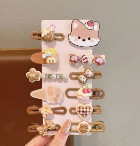 Cute cartoon kids hair clips set sweet side snap clips bangs hairpins 2025