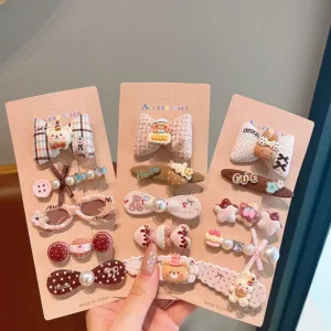 Cute sweet cartoon bow duckbill hair clips set versatile girls bangs hair accessories