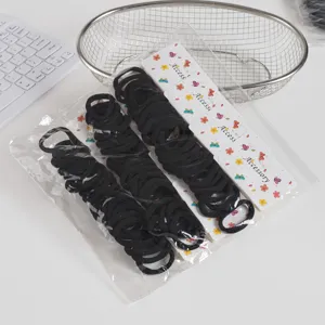 Black seamless hair ties elastic hair bands set for women and kids daily hair styling accessory