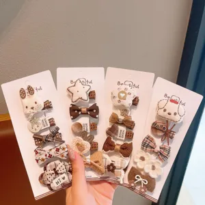 Joli ensemble de pinces à cheveux à carreaux tricotés pour filles nœud accessoires cheveux