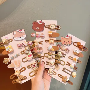 Cute cartoon hair clip set for kids, sweet style side clips with lovely animal designs.