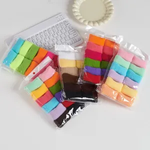 Bunte, nahtlose, dicke Frottee-Haargummis im Set, weiche elastische Zopfgummis.