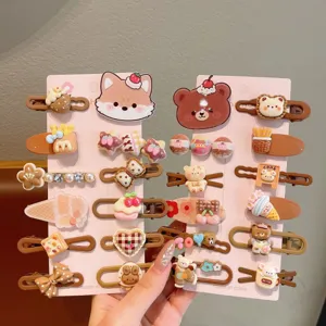 Cute cartoon kids hair clips set, adorable animal hair barrettes and sweet style accessories for daily wear.