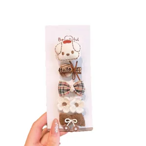Joli ensemble de pinces à cheveux pour bébés filles nœud tricoté fleur épingle accessoires