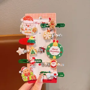 Christmas hair clips set for kids cute cartoon hairpins festive holiday hair accessories
