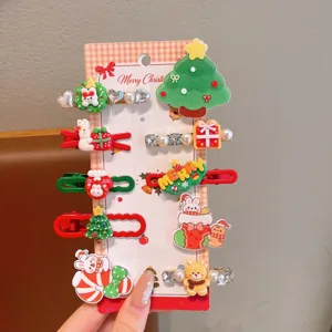 Christmas hair clips set cute cartoon hairpins holiday hair accessories for kids girls