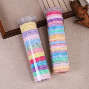 Colorful hair ties in clear plastic tubes, stretchy elastic hair bands for women daily styling.