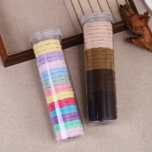 Colorful hair ties in clear storage tubes, high elasticity rubber bands for daily use.