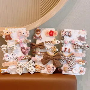 Süße braune Schleife Kinder Haarklammern Set, Cartoon Tier Haaraccessoires für Mädchen.