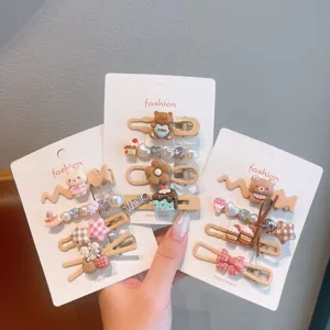 Süße koreanische Harz Haarspangen Set für Mädchen, niedliche Bär Entenschnabel Haarnadeln.