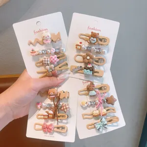 Koreanische Legierung Entenschnabel Haarspangen Set fuer kinder suesse Harz Haarnadeln