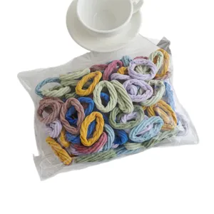 Colorful bagged hair ties elastic towel hair bands soft scrunchies for daily casual use