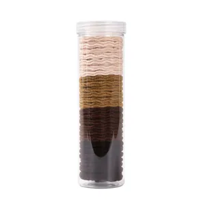 Canned elastic hair ties set, assorted neutral colors scrunchies for daily styling and ponytails.