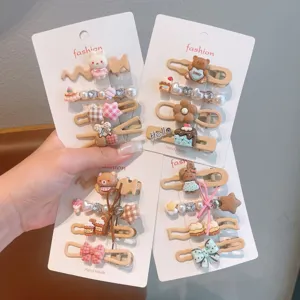 Kinder Haarspangen Set Legierung Resin Künstliche Perle Süße Tier Cartoon Haarnadeln Prinzessin Haarschmuck Für Mädchen