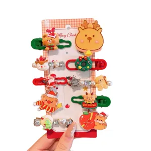 Christmas hair clips set for kids cute reindeer santa cartoon hairpins festive hair accessories