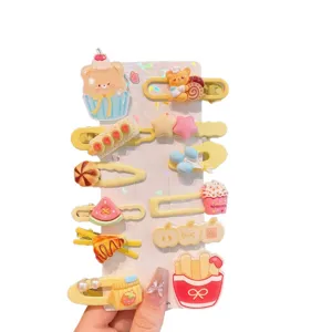 Dopamine cute cartoon hair clip set for kids, colorful duckbill and side hairpins.