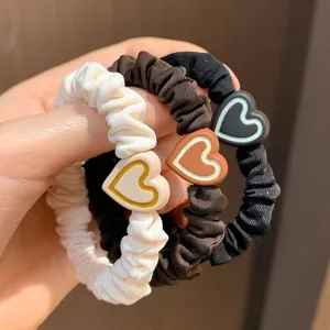 Minimalist heart hair scrunchies set, elastic cute hair ties for women and girls daily wear.