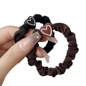 Minimalist heart hair scrunchies for women, high elastic ponytail holder hair accessories.