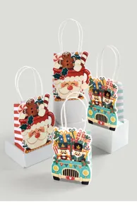 Mini sacchetti regalo di Natale con design 3D, perfetti sacchetti di carta per feste e pensieri.