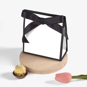 Minimalist Gift Paper Bags With Bow Ribbon Small Large Tote Bags For Party Wedding Souvenir Packaging Shopping Bags