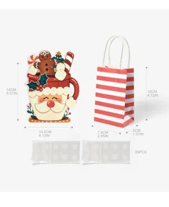 Set di mini sacchetti regalo di Natale con simpatici biglietti 3D e adesivi per le feste.