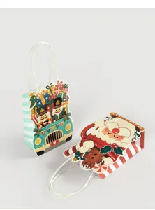 Mini sacchetti regalo di Natale in carta con decorazioni festive in 3D per pensierini.
