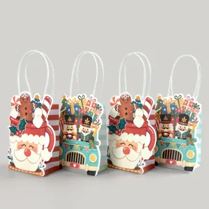 Sacchetti Regalo di Natale Mini Sacchetti di Carta Con Carte 3D Babbo Natale Schiaccianoci Forniture di Imballaggio per Feste
