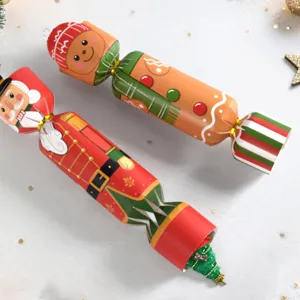 Christmas candy cracker gift boxes set, festive paper packaging containers for holiday party.